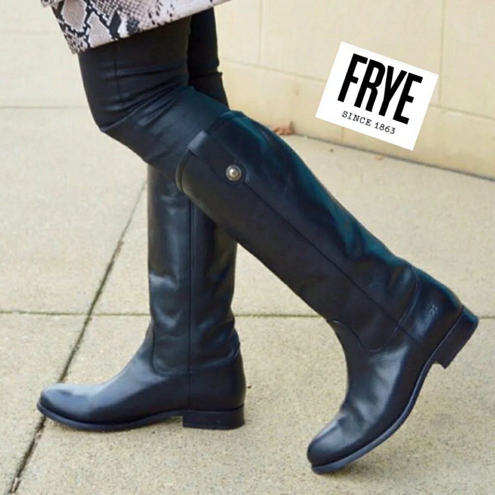 Timeless Frye Black Leather Boots - Picture 1 of 8